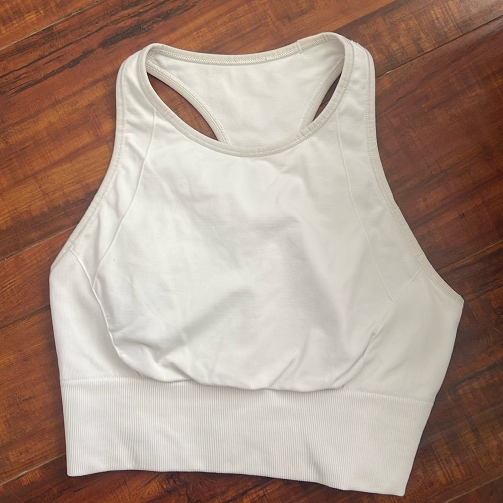 lululemon high-neck racerback ribbed tank, white, size 6